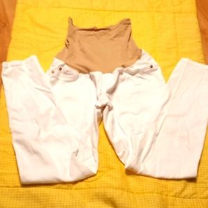 White maternity denim pants